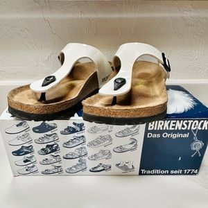 Birkenstock Gizeh White Patent Leather Sz 38